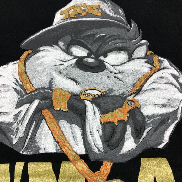Y2K Looney Tunes Shirt Men's Extra Extra Large Black Taz I'm A Stunna Bedazzled - Picture 4 of 12